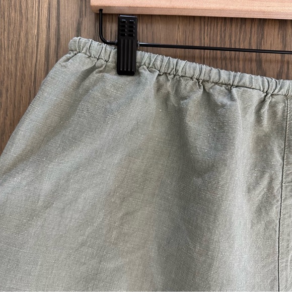 Vintage Linen Blend High-Waisted Drawstring Shorts in Dusty Olive Green Size XL - Picture 4 of 5